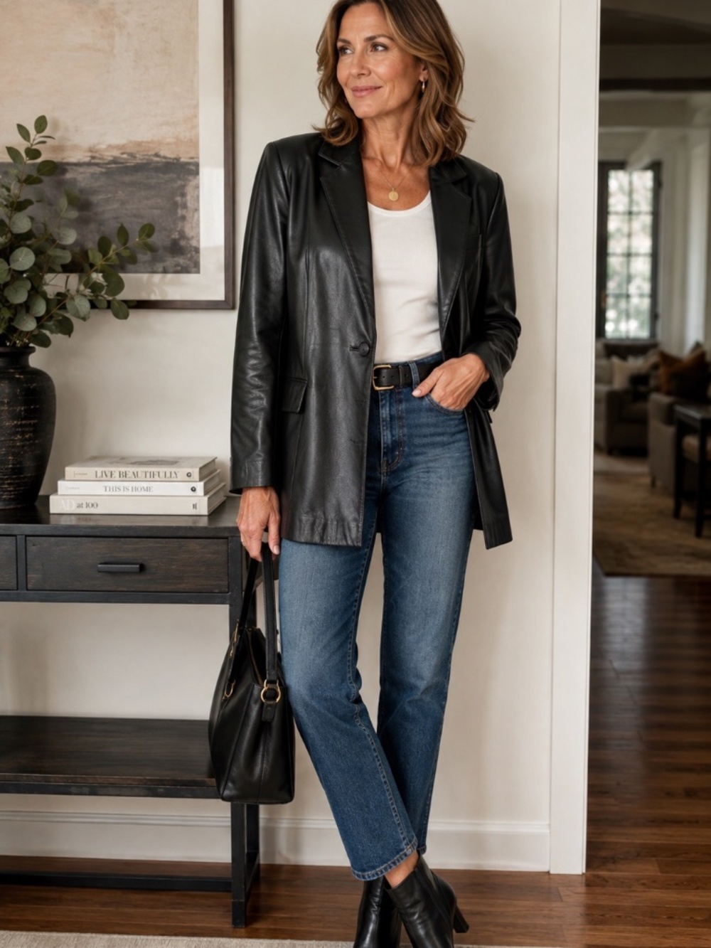 Vintage DERO Rocco D'Amelio Black Genuine Leather Blazer Jacket 80s